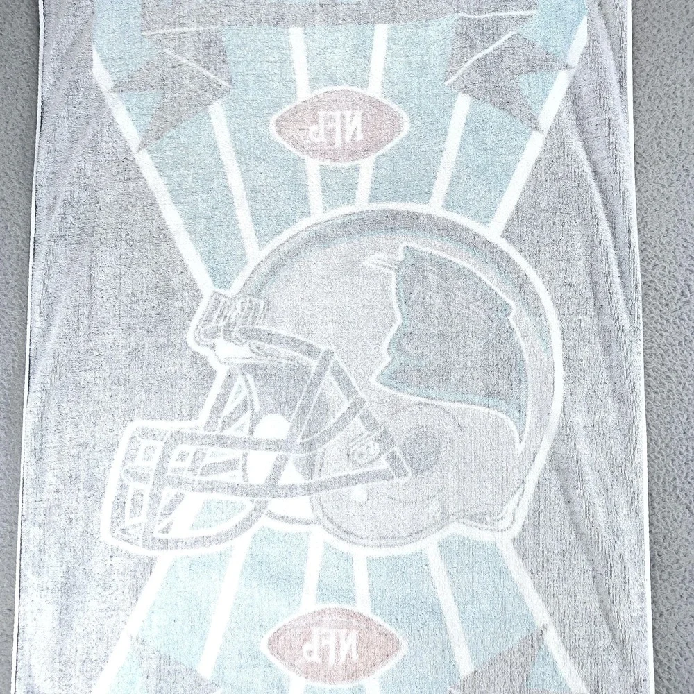 Vintage Carolina Panthers Towel NFL Football Black Blue Cotton 90s Beach Bath